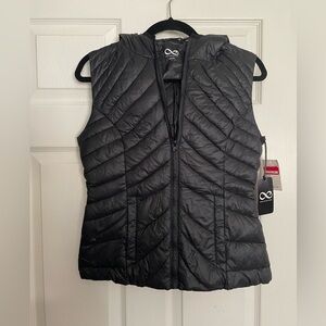 Blanc Noir Black Chevron Quilted Vest Down and Feather filling